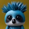 Cubed: A Blue Toy Koala With Spiked Hair And Avian-inspired Illustrations