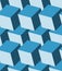 Cubes 3d seamless pattern. Monochrome blue background