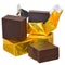 Cubes of chocolate in golden packing