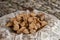 Cubes of delicious and tasty crunchy simit on a table