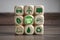 Cubes and dice with Earth Day with green electricity icons