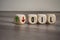 Cubes and dice with Oil and arrows up an down on wooden background