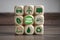 Cubes and dice with think green and save our planet with green electricity