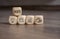Cubes Dices with the german word for pension or retirement - Rente