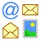 Cubes pixel image of blue email at symbol