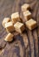 Cubes of reed brown unrefined sugar Demerara