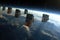 cubesats with solar sails in a row