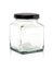 cubic glass bottle with black aluminum cap