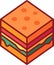 Cubic Hamburger Outline Isolated Isometric Icon