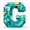 Cubism Letter G: Blue Blocks, Stained Glass Effects, And Turquoise Clipart
