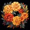 Cubism Pastel Of Marigold Wreath: Vector Illustration In Heather Theurer Style