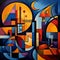 Cubist Delight: Geometry and Shapes in a Vibrant and Dynamic Composition