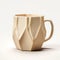 Cubist Faceted Triangle Porcelain Coffee Mug - 3d Printed Beige