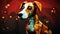 Cubist-inspired Halloween Pet: Walking Dead Dog On Red Background