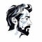 Cubist-inspired Profile Of A Bearded Man With Religious Iconography