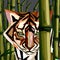 Cubist  tiger hiding in bamboo