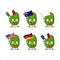 Cucamelon cartoon character bring the flags of various countries