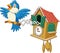 Cuckoo clock with blue bird chirping