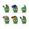 Cucumber cartoon character bring the flags of various countries