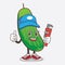 Cucumber cartoon mascot character as happy plumber