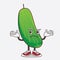 Cucumber cartoon mascot character in comical grinning expression