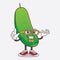 Cucumber cartoon mascot character in geek style