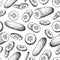 Cucumber hand drawn seamless pattern. Isolated vegetable