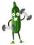 Cucumber lifting weights, illustration, vector