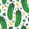 Cucumber pattern on white. Bright food seamless pattern