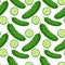 Cucumber seamless pattern. endless background, texture. Vegetable backdrop.