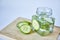 Cucumber sliced on white background