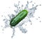 Cucumber splashing in water