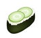 Cucumber Sushi or Cucumber Nigiri Isolated on White