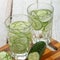 Cucumber water, cleansing water to detoxify the body and quench thirst on a white background