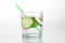 Cucumber water, cleansing water to detoxify the body and quench thirst on a white background