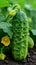 Cucumbers growing in the garden. Selective focus. nature.