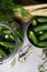 Cucumbers for pickling. Fresh cucumbers ready for canning with dill, garlic and spices.