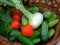 cucumbers, tomatoes, onions and dill. harvest of fresh vegetables