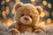 Cuddly charm Teddy bear against a backdrop of shimmering bokeh lights