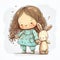 Cuddly Companions: A Heartwarming Cartoon of a Girl and Her Bunny AI Generated
