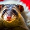 A cuddly ferret curled up in a cozy blanket nest its adorable face peeking out generated by ai