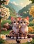 Cuddly Kitten-scape - Kittens Enjoying Each Other\'s Company - Generated using AI Technology