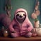 Cuddly Sloth in a Hood: Cute Cartoon Wallpaper