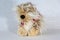 Cuddly stuffed puppy dog on a white neutral background