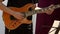 Cuenca, Ecuador - 2019-09-29- rock band practice session - electric guitar front closeup view