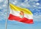 Cuenca Province of Spain Flag waving with sky on background realistic 3d illustration