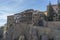 CUENCA, SPAIN, December 11, 2016 - Casa Colgadas in Cuenca, Spain is built on the edge of a cliff