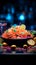 Culinary brilliance in neon A visual treat of illuminated and appetizing food
