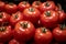 Culinary canvas Background of market stall with plump red tomatoes