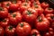 Culinary canvas Background of market stall with plump red tomatoes